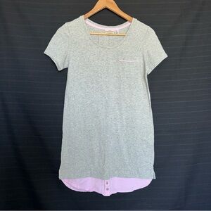 Max Studio Sleepwear Gray Pink Gingham Short Sleeve Night Gown Pajama XS